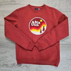 Alta Orange Mountain Sweatshirt Men Crewneck Graphic Print XS Long Sleeve Ribbed